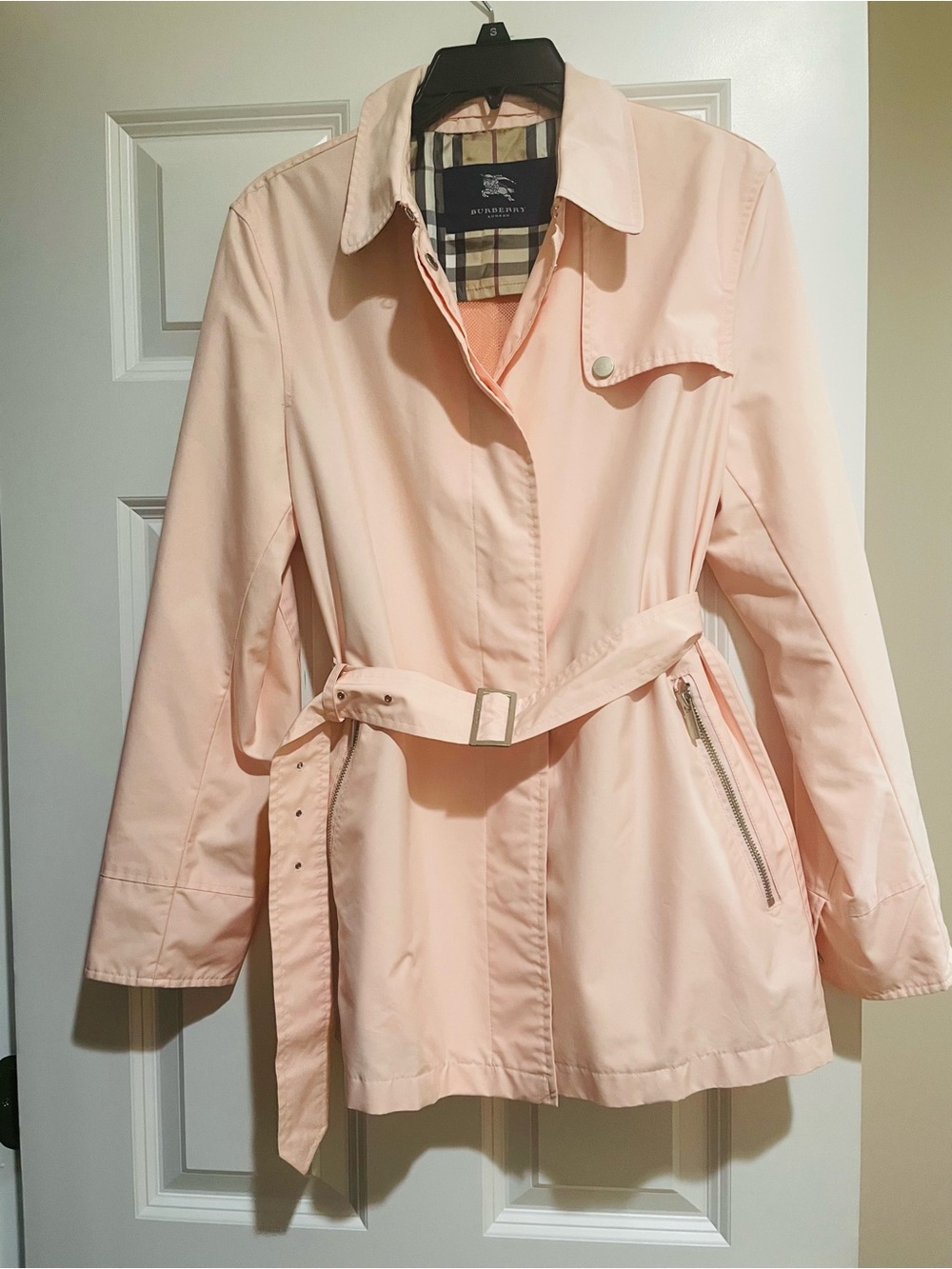 Burberry Light Pink Belted Trench Coat